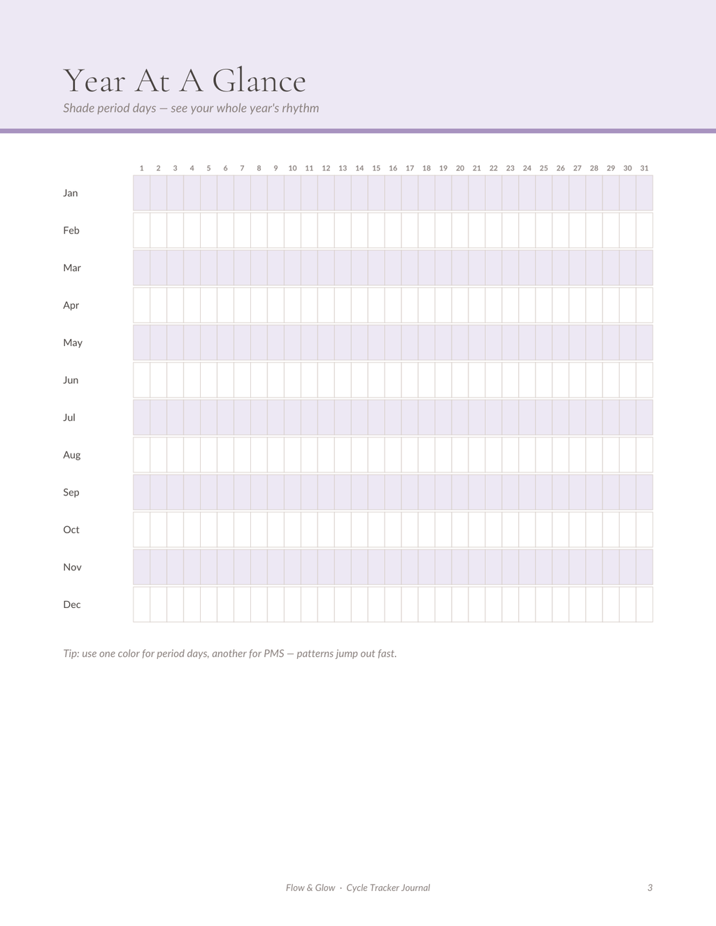 Flow & Glow — Cycle Tracker Journal