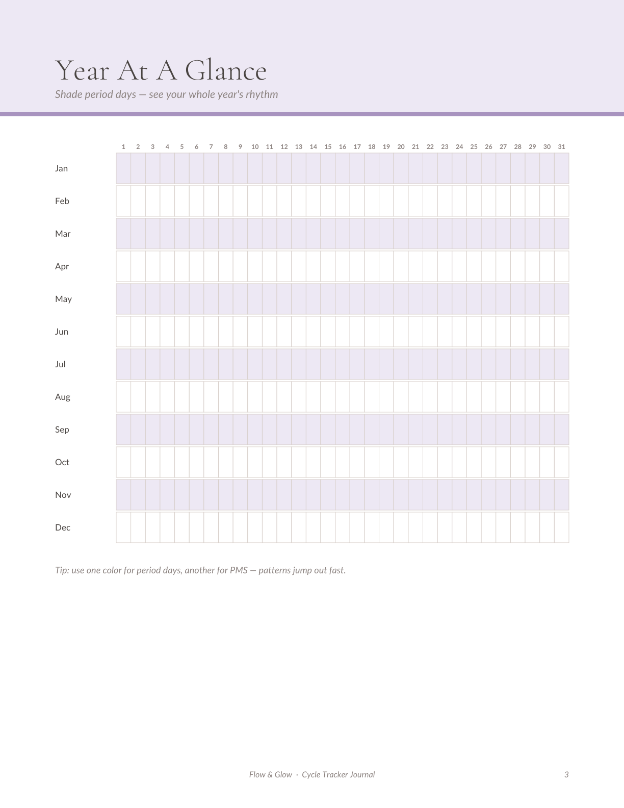 Flow & Glow — Cycle Tracker Journal